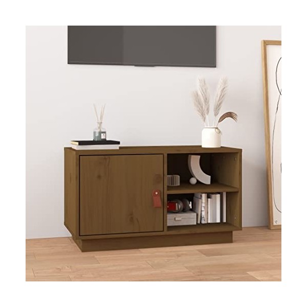 RAUGAJ Centres de divertissement et meubles TV, meuble TV marron miel 70 x 34 x 40 cm en pin massif