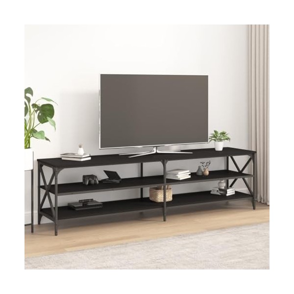 CHRISK Home Hardware Businese Meuble TV en bois dingénierie Noir 180 x 40 x 50 cm