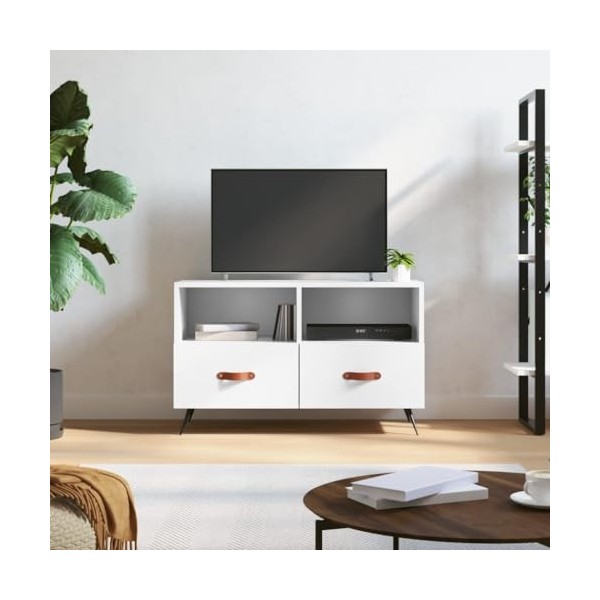 RAUGAJ Centres de divertissement et meuble TV - Meuble TV blanc 80 x 36 x 50 cm - Bois dingénierie