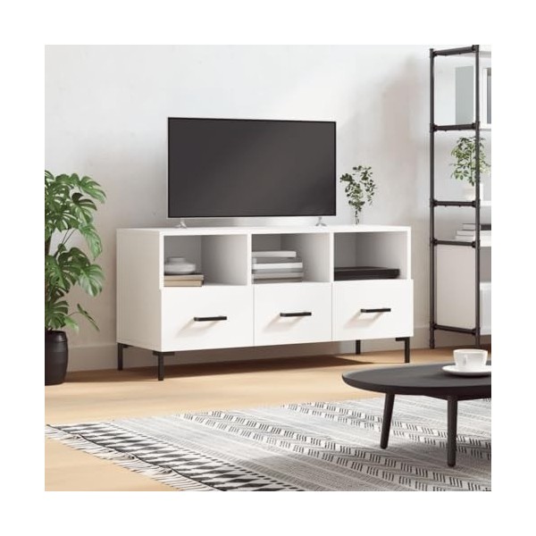 DIGBYS Meuble TV blanc 102 x 36 x 50 cm en bois dingénierie