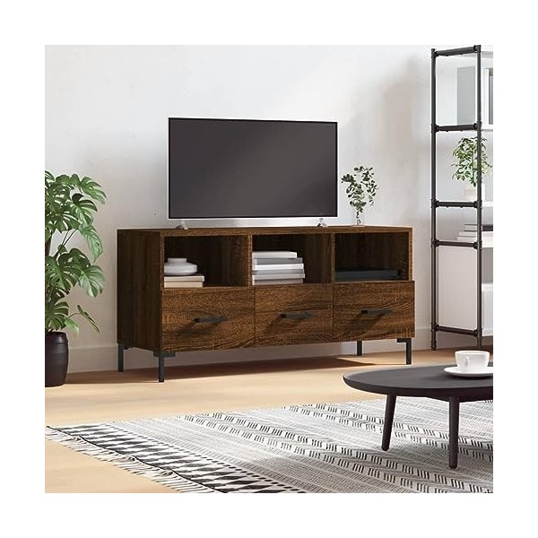 DIGBYS Meuble TV Chêne Marron 102x36x50 cm Bois dingénierie