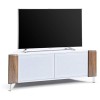 MDA Designs Cabinet Contemporain Blanc Brillant avec Angles Noirs Corvus dangle avec profilés Noirs Portes en Verre BeamThru