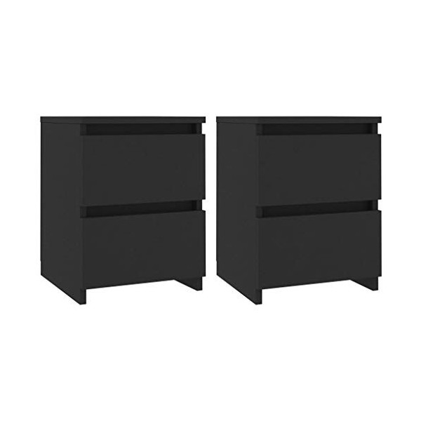 vidaXL 2X Tables de Chevet Table de Nuit Armoire de Chevet avec 2 Tiroirs Table de Canapé Salon Chambre à Coucher Maison Blan