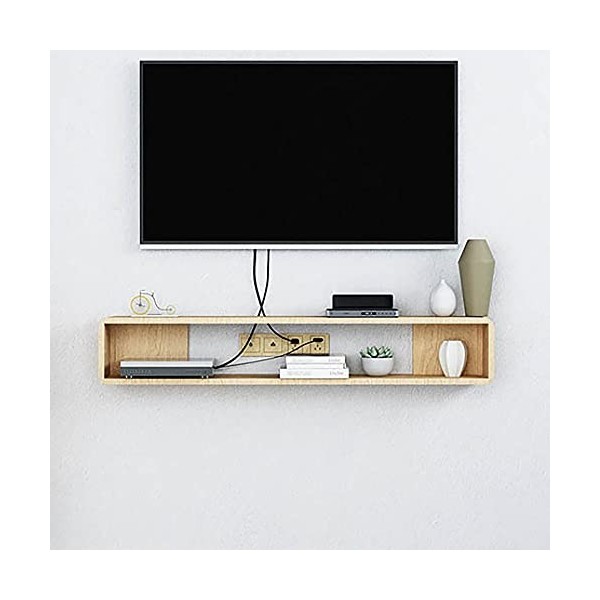 Meuble TV Mural, Meuble TV Flottant avec Rangement Ouvert, Support de Divertissement Suspendu pour Décodeur Routeur/a/60Cm ww