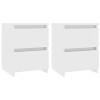 vidaXL 2X Tables de Chevet Table de Nuit Armoire de Chevet avec 2 Tiroirs Table de Canapé Salon Chambre à Coucher Maison Blan