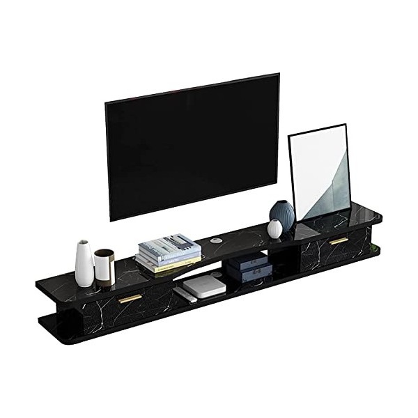 MABIBI Meuble TV mural flottant avec 2 portes, étagère de rangement pour salon, chambre à coucher, B/120 cm
