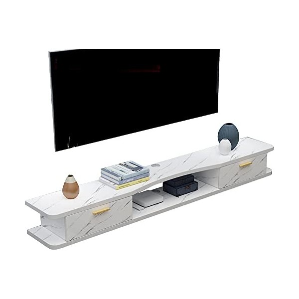 MABIBI Meuble TV mural flottant avec 2 portes, étagère de rangement pour salon, chambre à coucher, B/120 cm