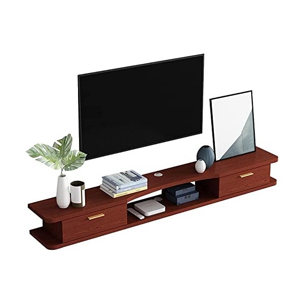 MABIBI Meuble TV mural flottant avec 2 portes, étagère de rangement pour salon, chambre à coucher, B/120 cm