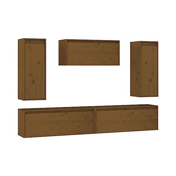Générique Meubles TV 5 pcs Marron Miel Bois Massif de pin,41.85 KG,3100247, Meubles, Meubles TV