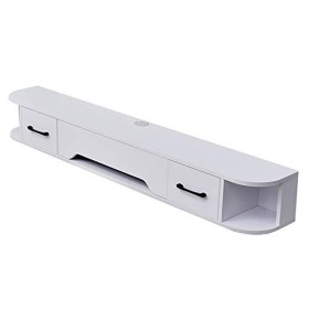 Brooke shop Table TV Flottante Pour BoîTier de TéLéVision par Satellite DVD avec DéCodeur CâBle avec 2 Tiroirs Meuble TV Mode