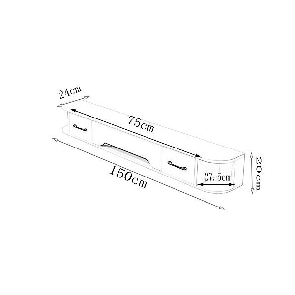 Brooke shop Table TV Flottante Pour BoîTier de TéLéVision par Satellite DVD avec DéCodeur CâBle avec 2 Tiroirs Meuble TV Mode