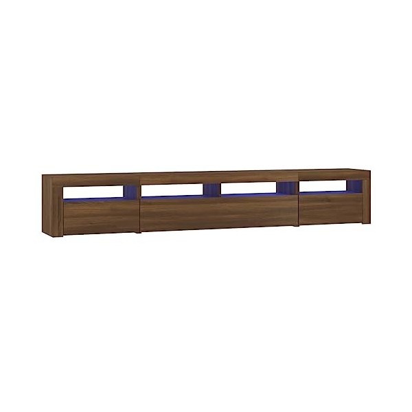 Camerina Meuble TV avec lumières LED Chêne Marron 240x35x40 cm,Meuble TV,Table Basse Salon Meuble TV,Table Basse LED Couleurs