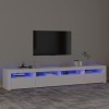 LAPOOH Meuble TV avec lumières LED Blanc 240x35x40 cm,Meuble TV,Meuble TV Moderne,Meuble de Salon
