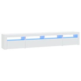 LAPOOH Meuble TV avec lumières LED Blanc 240x35x40 cm,Meuble TV,Meuble TV Moderne,Meuble de Salon