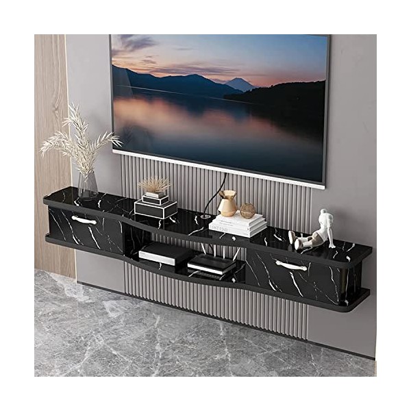 Uvency Meuble Tv Mural Console Multimédia Murale Avec 1 Porte 39,3/47,2/55,1", Étagère Flottante Pour Composants de Meuble Tv