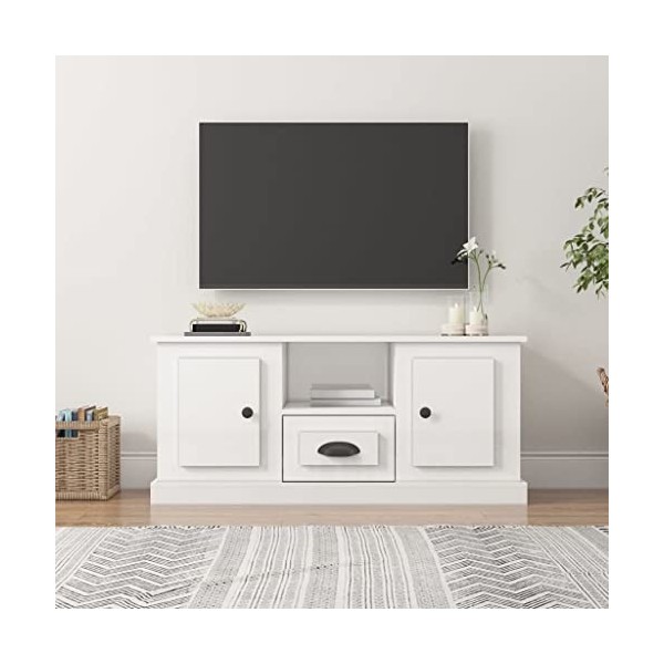 RAUGAJ Home Hardware Businese Meuble TV en bois Blanc brillant 100 x 35,5 x 45 cm