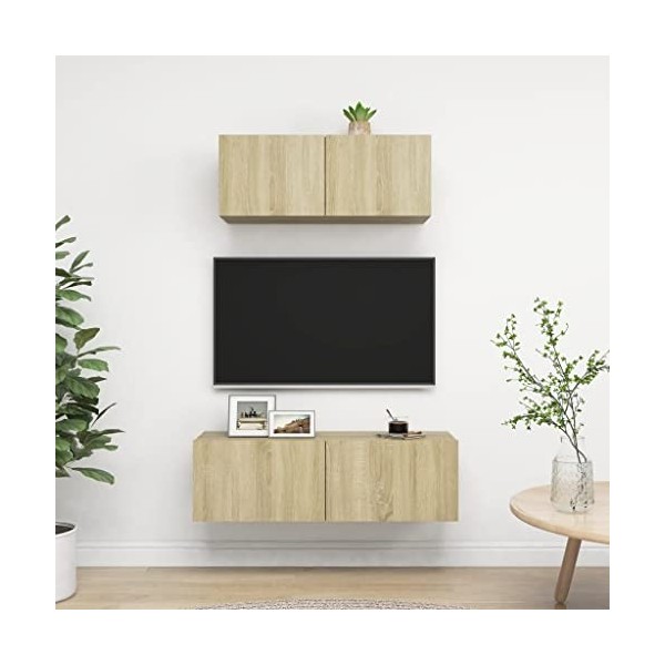 DCRAF Home Hardware Businese Meuble TV 2 pièces en chêne Sonoma