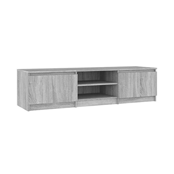 CUTSKY Meuble TV Sonoma Gris 140 x 40 x 35,5 cm Bois dingénierie