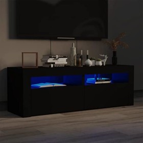 RAUGAJ Centres de divertissement et meubles TV - Meuble TV avec lumières LED - Noir - 120 x 35 x 40 cm - Meuble