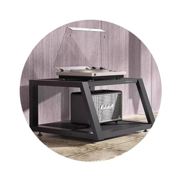 étagère AV pour Armoire Audio à 2 Niveaux | Meuble TV en MDF avec Pieds Absorbant Les Chocs | étagères De Stockage Multimédia