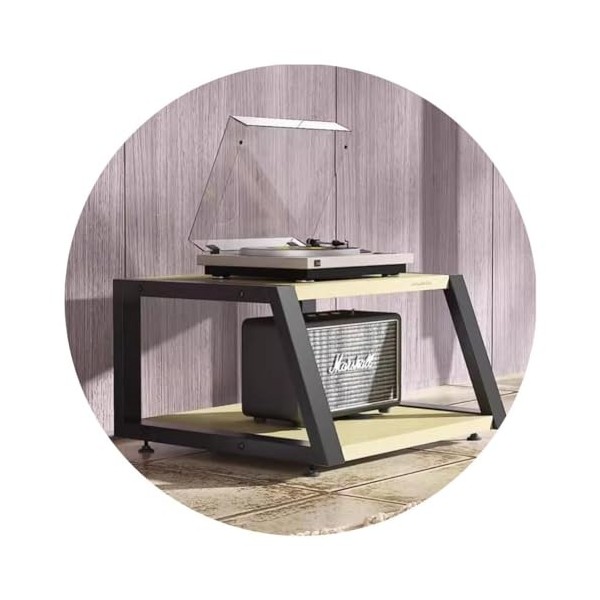 étagère AV pour Armoire Audio à 2 Niveaux | Meuble TV en MDF avec Pieds Absorbant Les Chocs | étagères De Stockage Multimédia