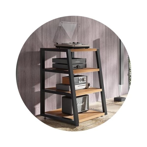 étagère AV pour Armoire Audio à 2 Niveaux | Meuble TV en MDF avec Pieds Absorbant Les Chocs | étagères De Stockage Multimédia