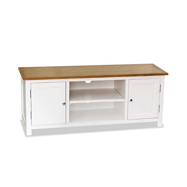 vidaXL Chêne Massif Meuble TV Support TV Socle TV Armoire de Télévision