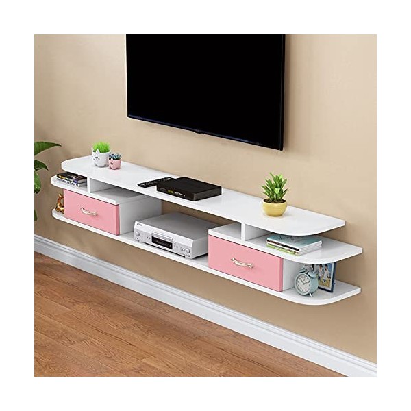Uvency Console Multimédia Murale Meuble Tv Flottant Étagère de Rangement Hutch Console de Divertissement Étagère de Rangement