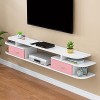 Uvency Console Multimédia Murale Meuble Tv Flottant Étagère de Rangement Hutch Console de Divertissement Étagère de Rangement