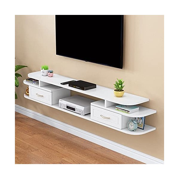 Uvency Console Multimédia Murale Meuble Tv Flottant Étagère de Rangement Hutch Console de Divertissement Étagère de Rangement