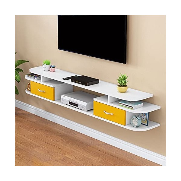 Uvency Console Multimédia Murale Meuble Tv Flottant Étagère de Rangement Hutch Console de Divertissement Étagère de Rangement