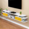 Uvency Console Multimédia Murale Meuble Tv Flottant Étagère de Rangement Hutch Console de Divertissement Étagère de Rangement
