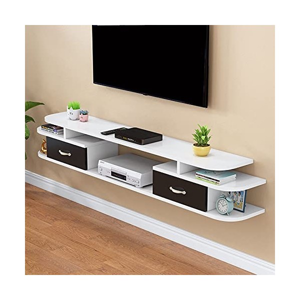 Uvency Console Multimédia Murale Meuble Tv Flottant Étagère de Rangement Hutch Console de Divertissement Étagère de Rangement