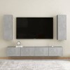 Ensemble de Meubles TV 4 pcs Gris béton Aggloméré - Banc TV, Meuble TV Suspendu, Convient pour Salon ou Chambre