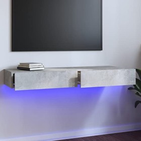 vidaXL Meuble TV avec lumières LED Gris béton 120x35x15,5 cm