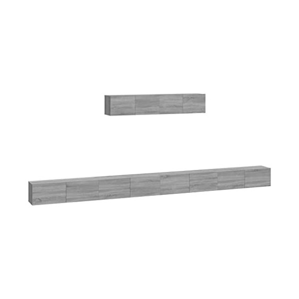 vidaXL Ensemble de Meubles TV 6 pcs Centres de Divertissement Armoires Multimédia Meubles de Salle de Séjour Intérieur Gris B