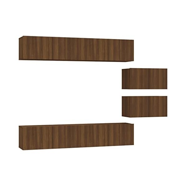 vidaXL Ensemble de Meubles TV 6 pcs Centres de Divertissement Armoires Multimédia Meubles de Salle de Séjour Intérieur Gris B