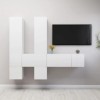 Ensemble de Meuble TV 7 pcs Blanc Aggloméré - Meuble TV, Armoire Basse Centre, Support Télé pour Salon Chambre,