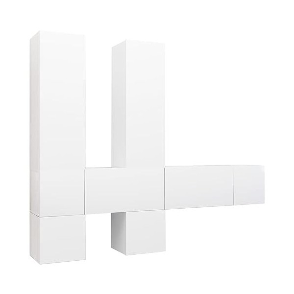 Ensemble de Meuble TV 7 pcs Blanc Aggloméré - Meuble TV, Armoire Basse Centre, Support Télé pour Salon Chambre,