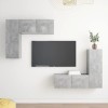 Ensemble de Meubles TV 4 pcs Gris béton Aggloméré - Meuble TV, Armoire Basse Centre, Support Télé pour Salon Chambre,