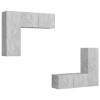 Ensemble de Meubles TV 4 pcs Gris béton Aggloméré - Meuble TV, Armoire Basse Centre, Support Télé pour Salon Chambre,