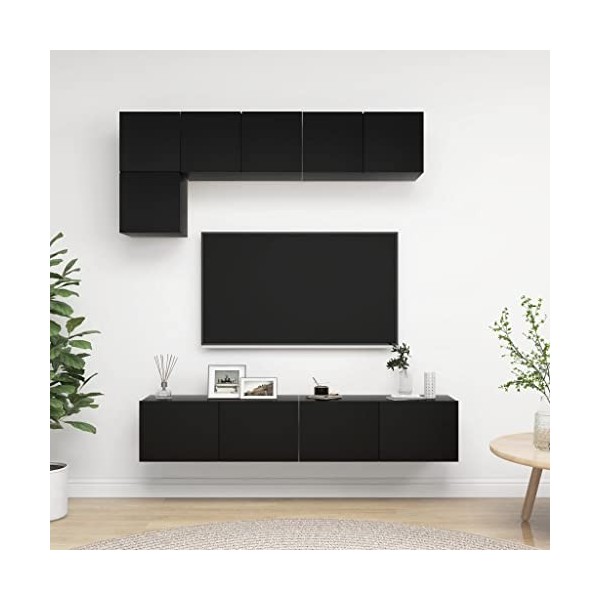 WREWING Meuble TV,Bas Table TV Support de Télévision en Bois pour Salon Chambre Salle à Manger,Support pour Téléviseur Jusqu’