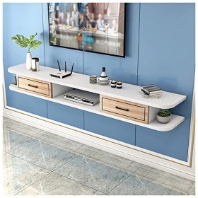 Meuble TV Flottant, Meuble TV Mural, Console multimédia, clapier de Rangement de Bureau Flottant, avec Trous pour câbles, pou