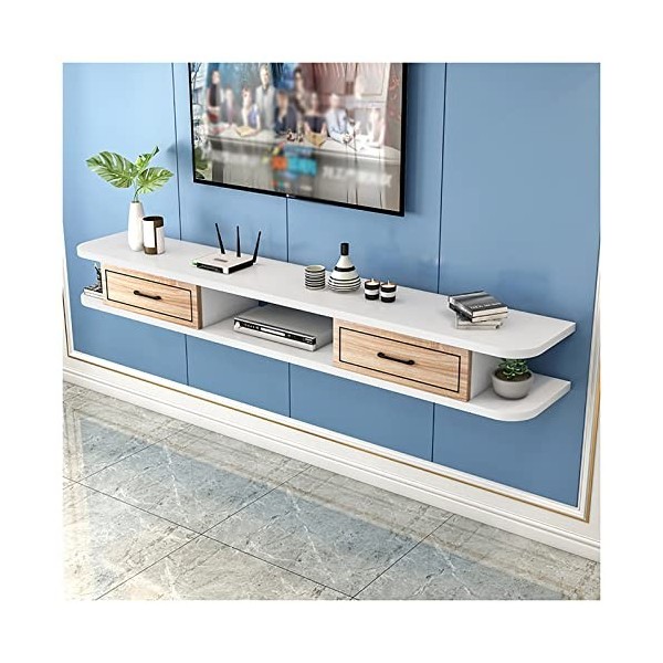 Meuble TV Flottant, Meuble TV Mural, Console multimédia, clapier de Rangement de Bureau Flottant, avec Trous pour câbles, pou