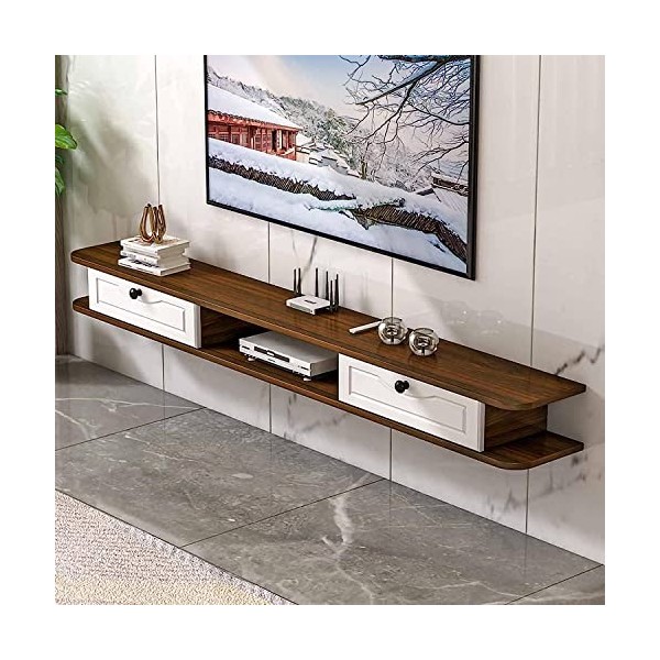 EsEntL Meuble TV Mural, unité de Divertissement Flottante Mate, étagère de Rangement pour Salon, Bureau, Chambre à Coucher, p