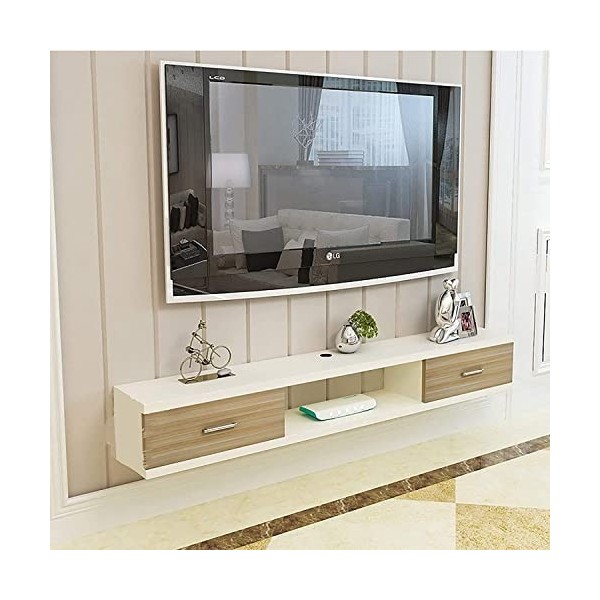 EsEntL Meuble TV, Meuble Bas TV, étagères flottantes, Console multimédia TV Murale, 100/120/140/160 cm, étagères flottantes e