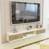 EsEntL Meuble TV, Meuble Bas TV, étagères flottantes, Console multimédia TV Murale, 100/120/140/160 cm, étagères flottantes e