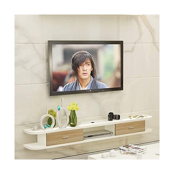 EsEntL Meuble TV, Meuble Bas TV, étagères flottantes, Console multimédia TV Murale, 100/120/140/160 cm, étagères flottantes e