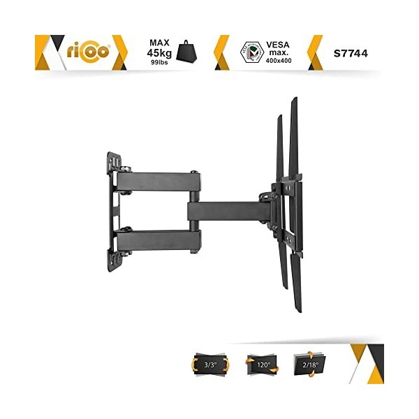 RICOO Support Mural TV 32" - 55 S7744 Pouces Orientable et Inclinable Fix ation Murale télévision pour télé VESA 200 x 200