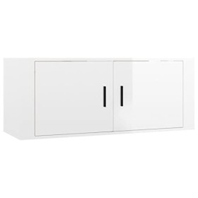 vidaXL Meuble TV Mural Blanc Brillant 100x34,5x40 cm